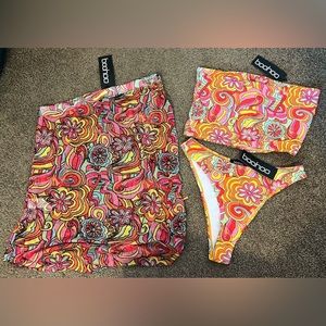 NEW* Boohoo 3 piece Bandeau Swim Set